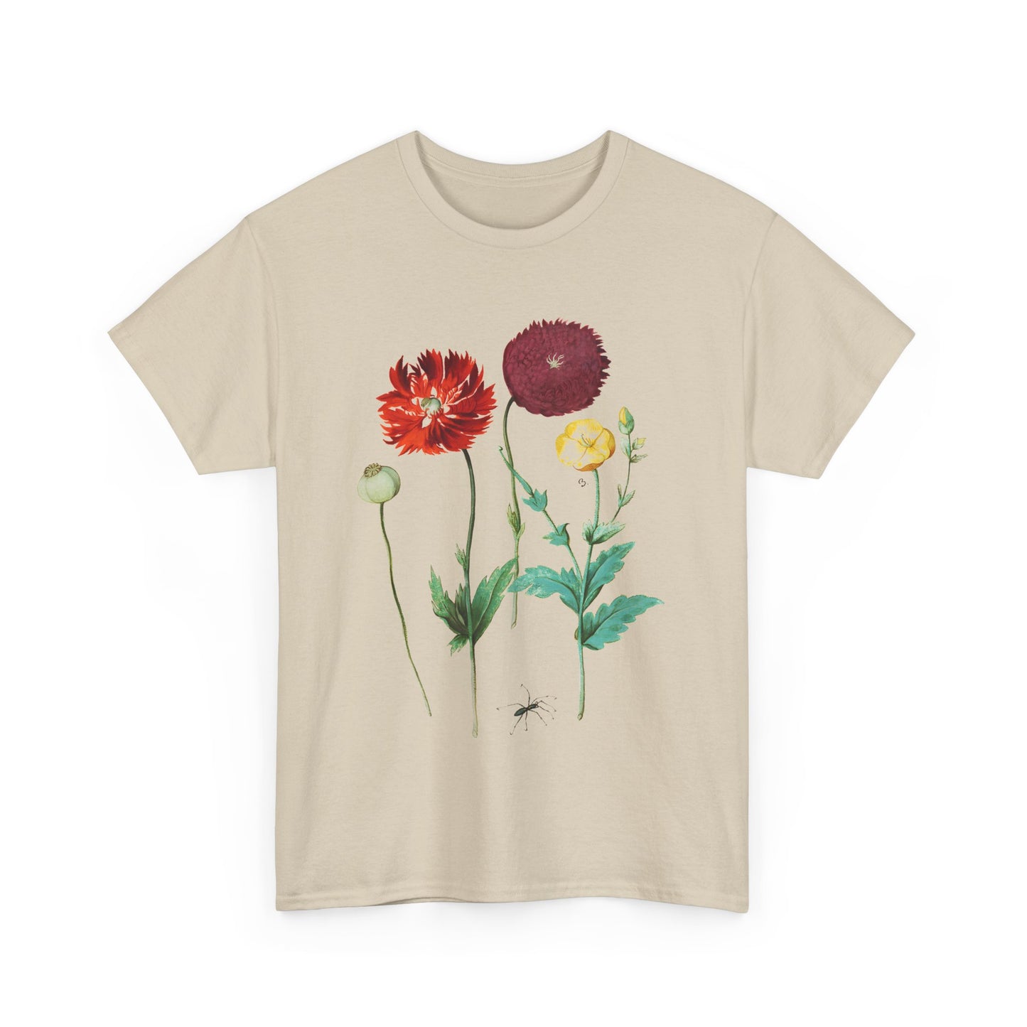 1613 vintage poppy lithograph reproduction tshirt