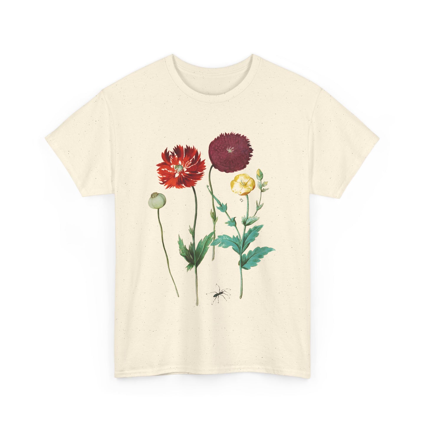 1613 vintage poppy lithograph reproduction tshirt