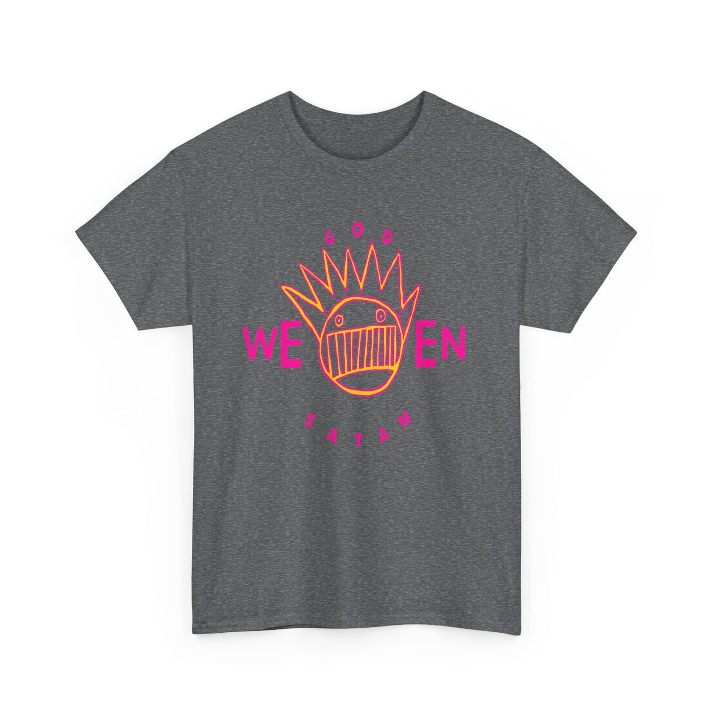 1990 god ween satan by ween album cover stretched neon colors tshirt
