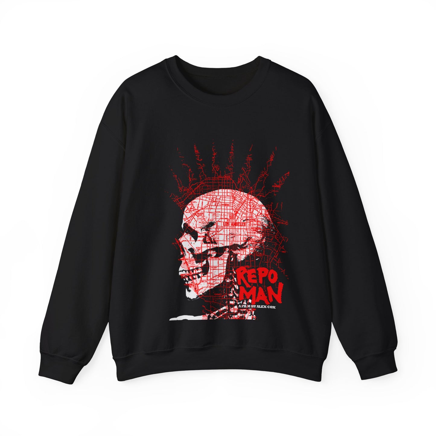 repo man skull punk red sweater