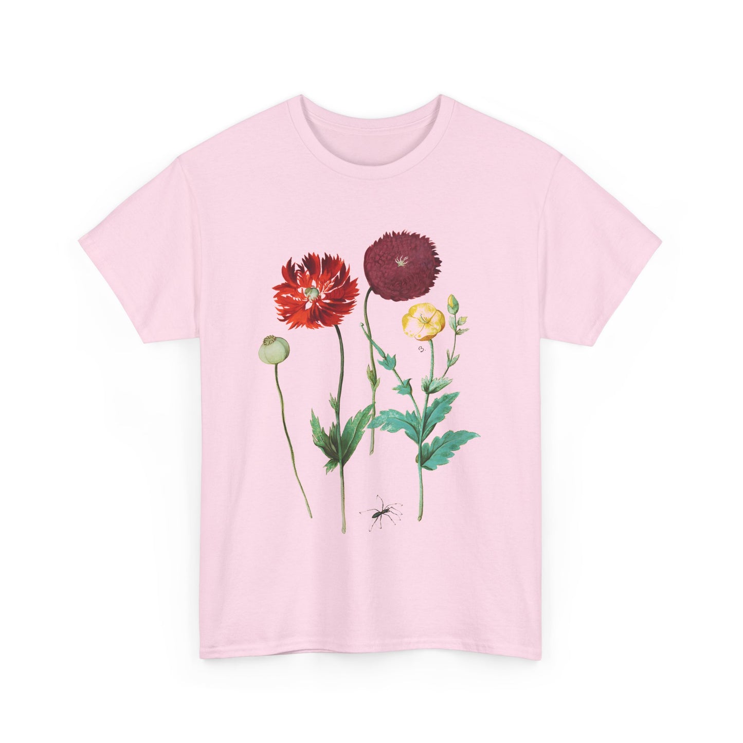 1613 vintage poppy lithograph reproduction tshirt