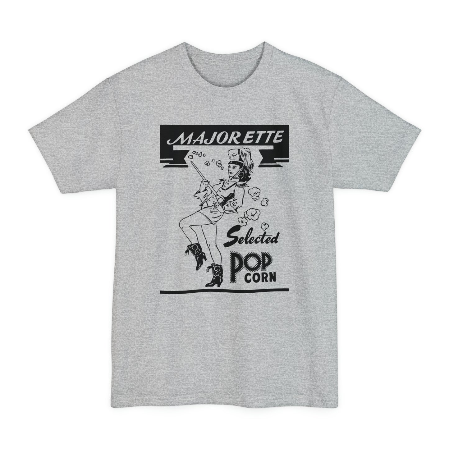 oversized majorette vintage popcorn bag logo in black unisex tall beefy tshirt