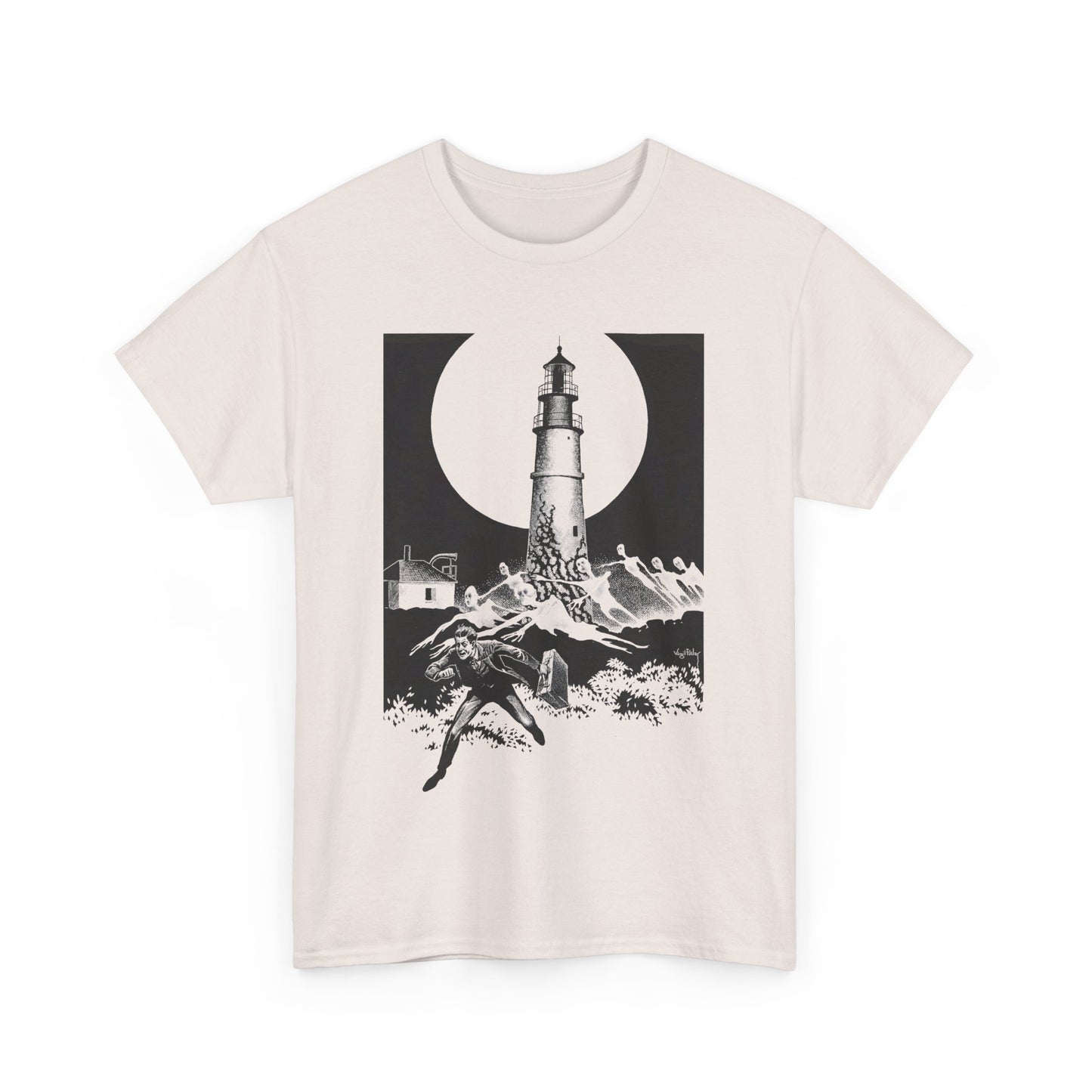 1942 the lighthouse by virgil finlay reproduction tshirt