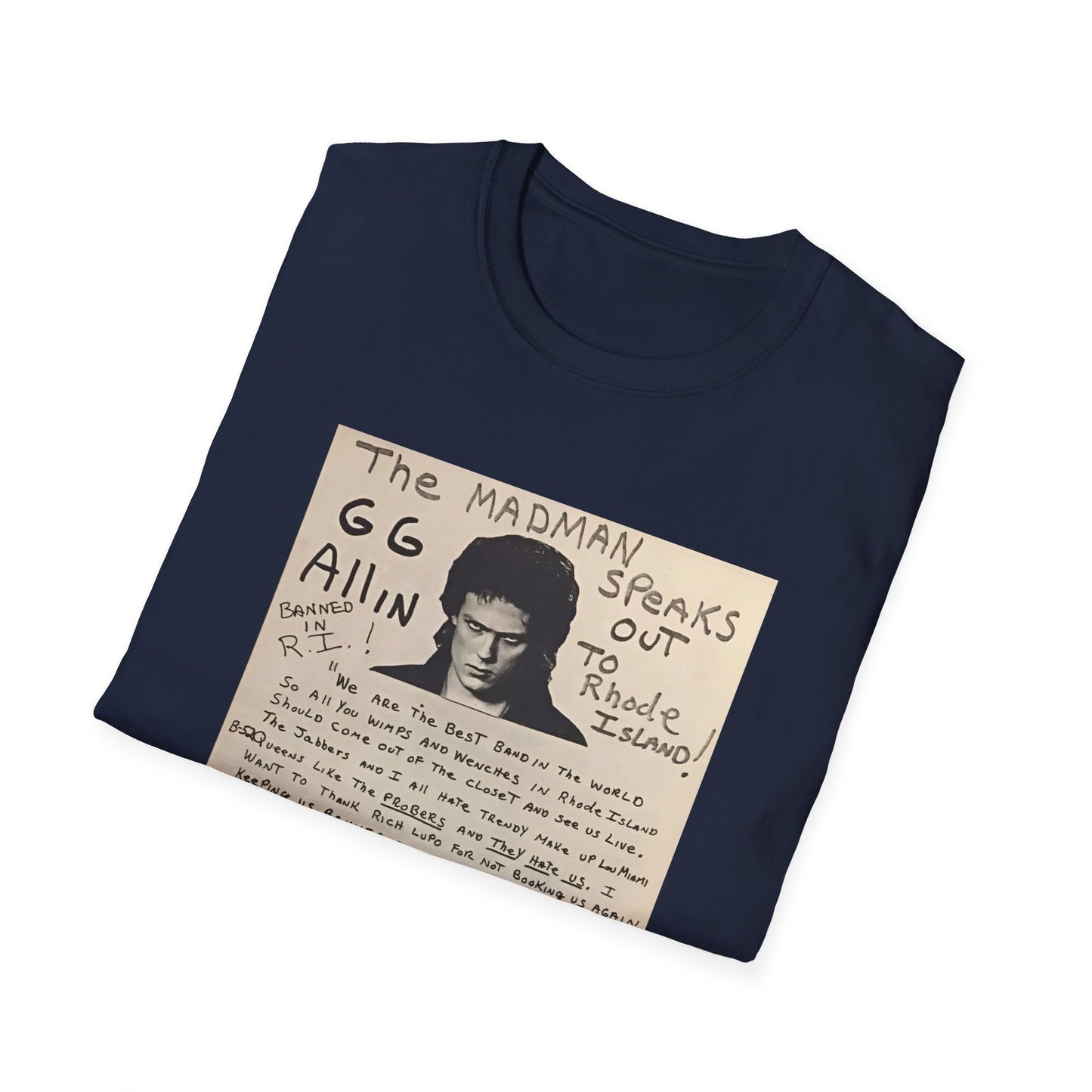 1982 show poster tshirt gg allin and the jabbers