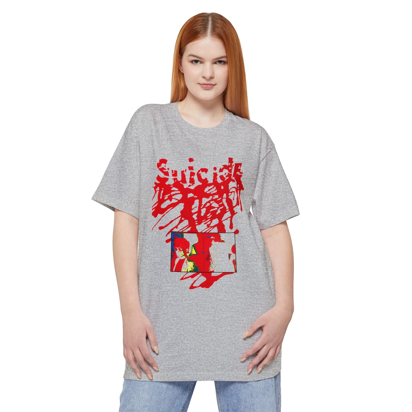 oversized suicide 1977 red star promo poster reproduction unisex tall beefy tshirt