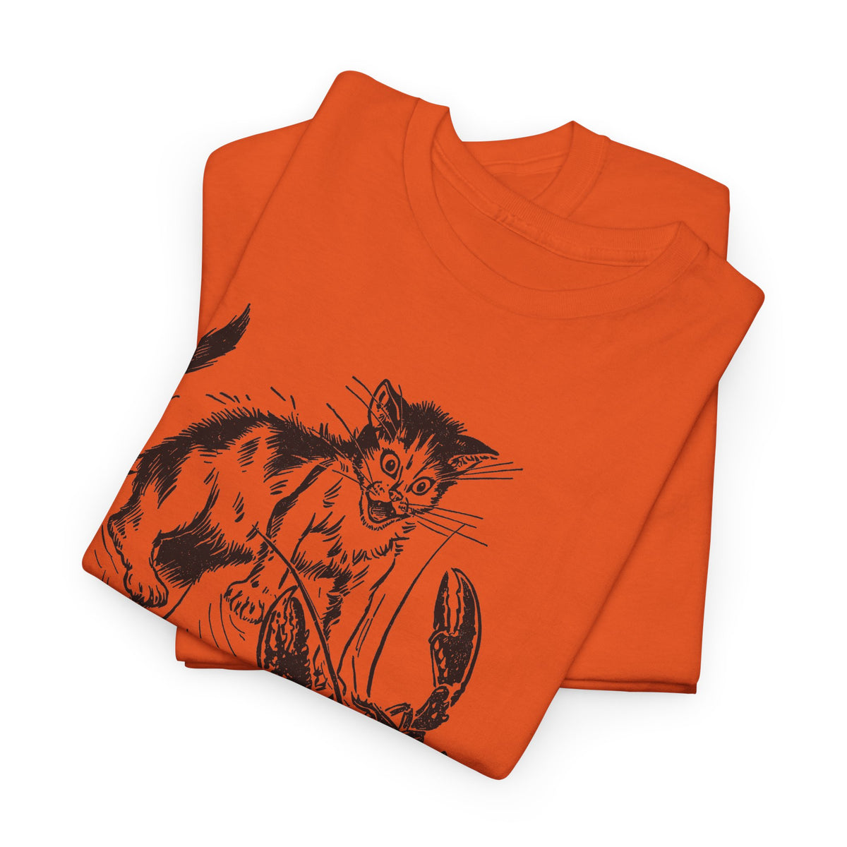 mid twentieth century children's book illustration cat and lobster tshirt
