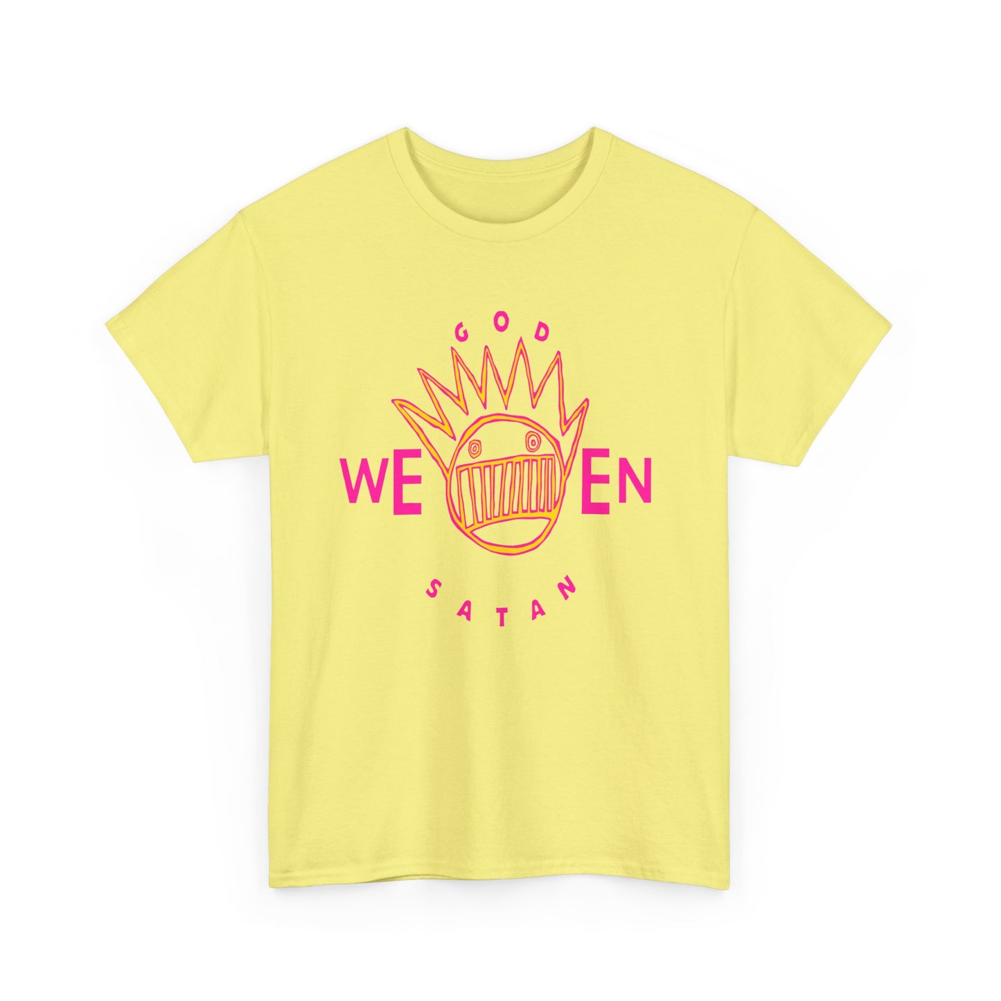 1990 god ween satan by ween album cover stretched neon colors tshirt