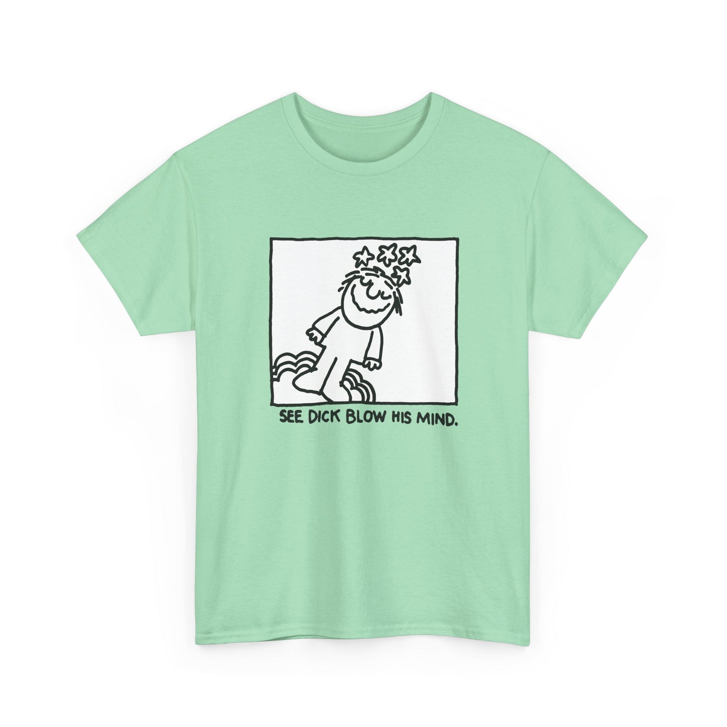 1971 the psychedelic coloring book see dick blow his mind cartoon reproduction tshirt