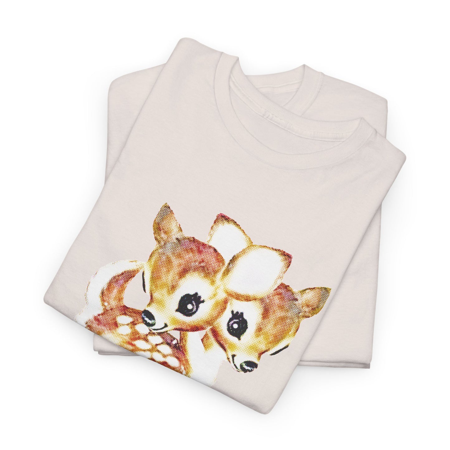vintage cute baby deer double headed tshirt