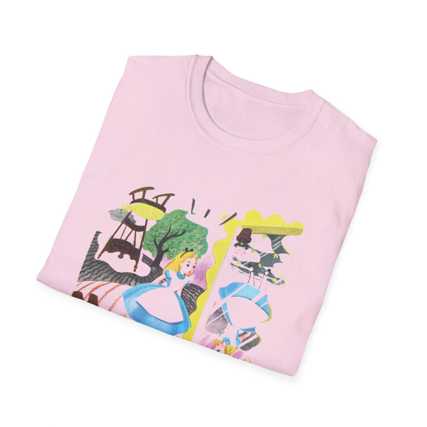 alice in wonderland alice through the looking glass upsidedown illustration tshirt