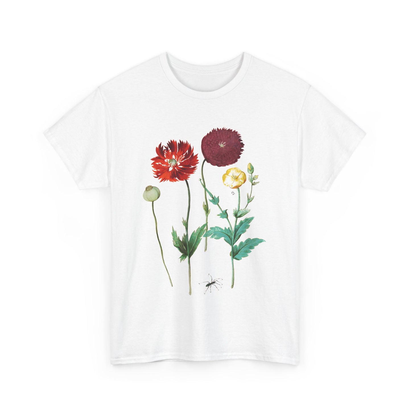 1613 vintage poppy lithograph reproduction tshirt