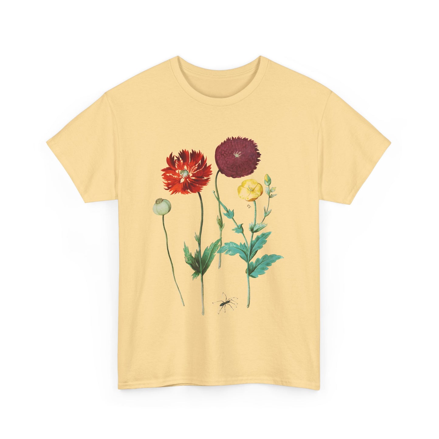 1613 vintage poppy lithograph reproduction tshirt