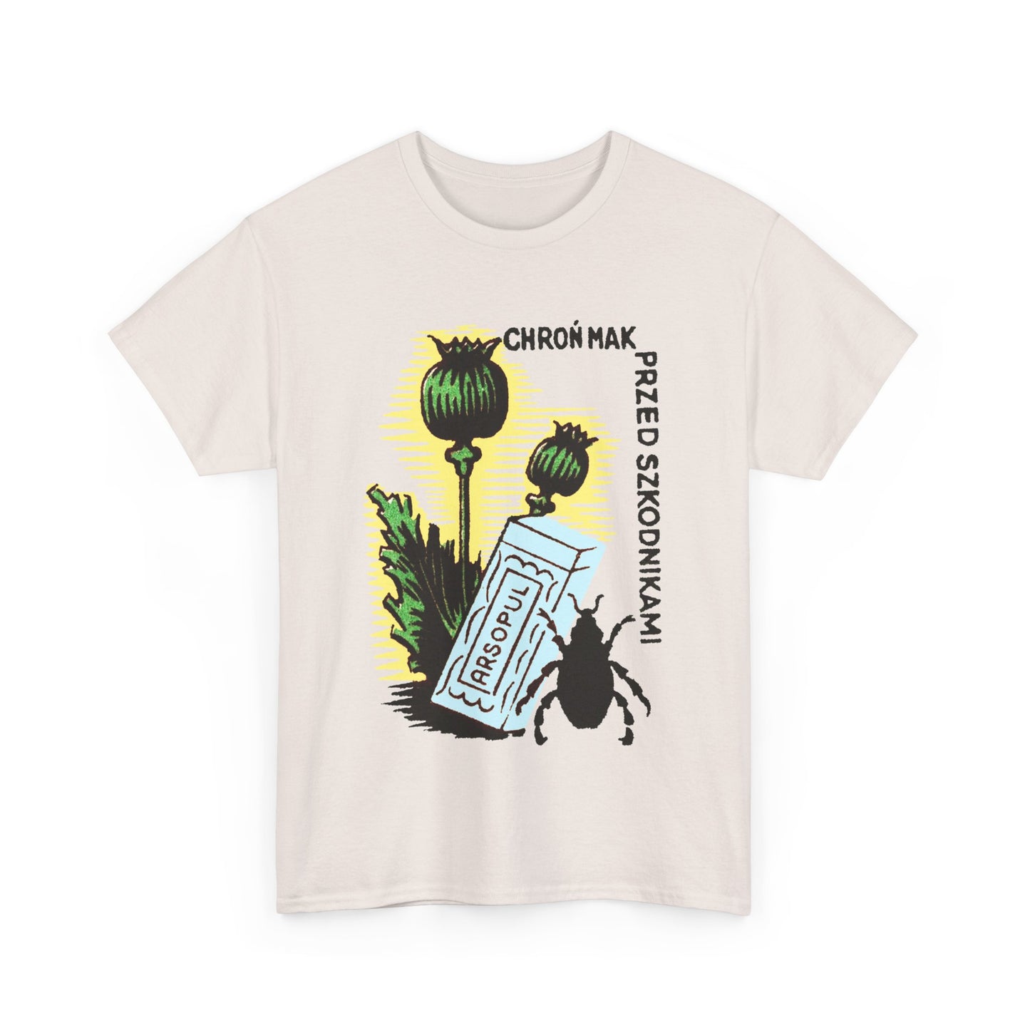 vintage polish matchbox graphic protect poppies from pests pesticide ad tshirt