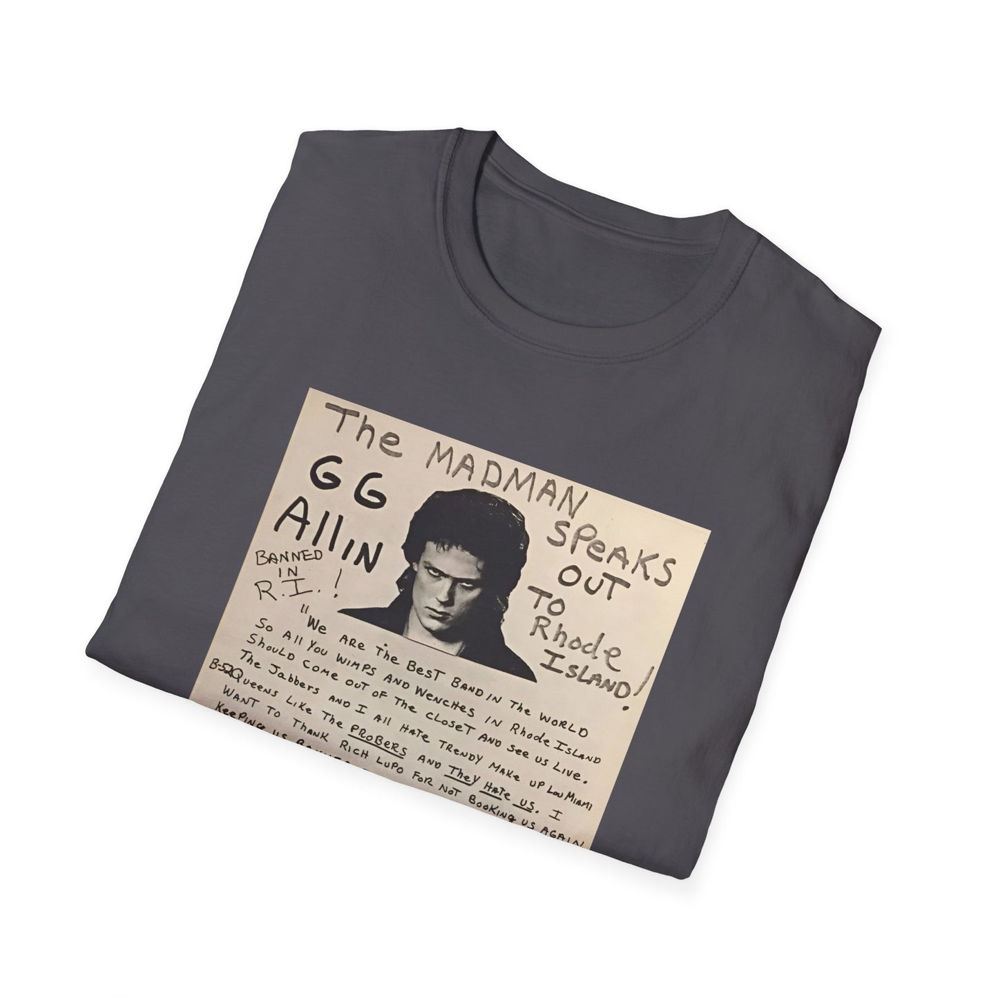 1982 show poster tshirt gg allin and the jabbers
