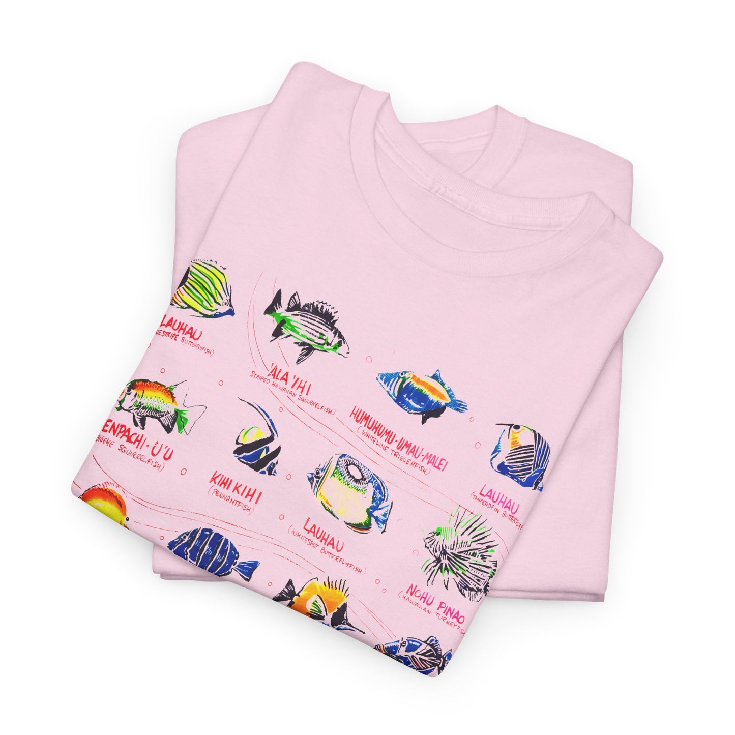 vintage hawaiian fishes reproduction with fish names tshirt