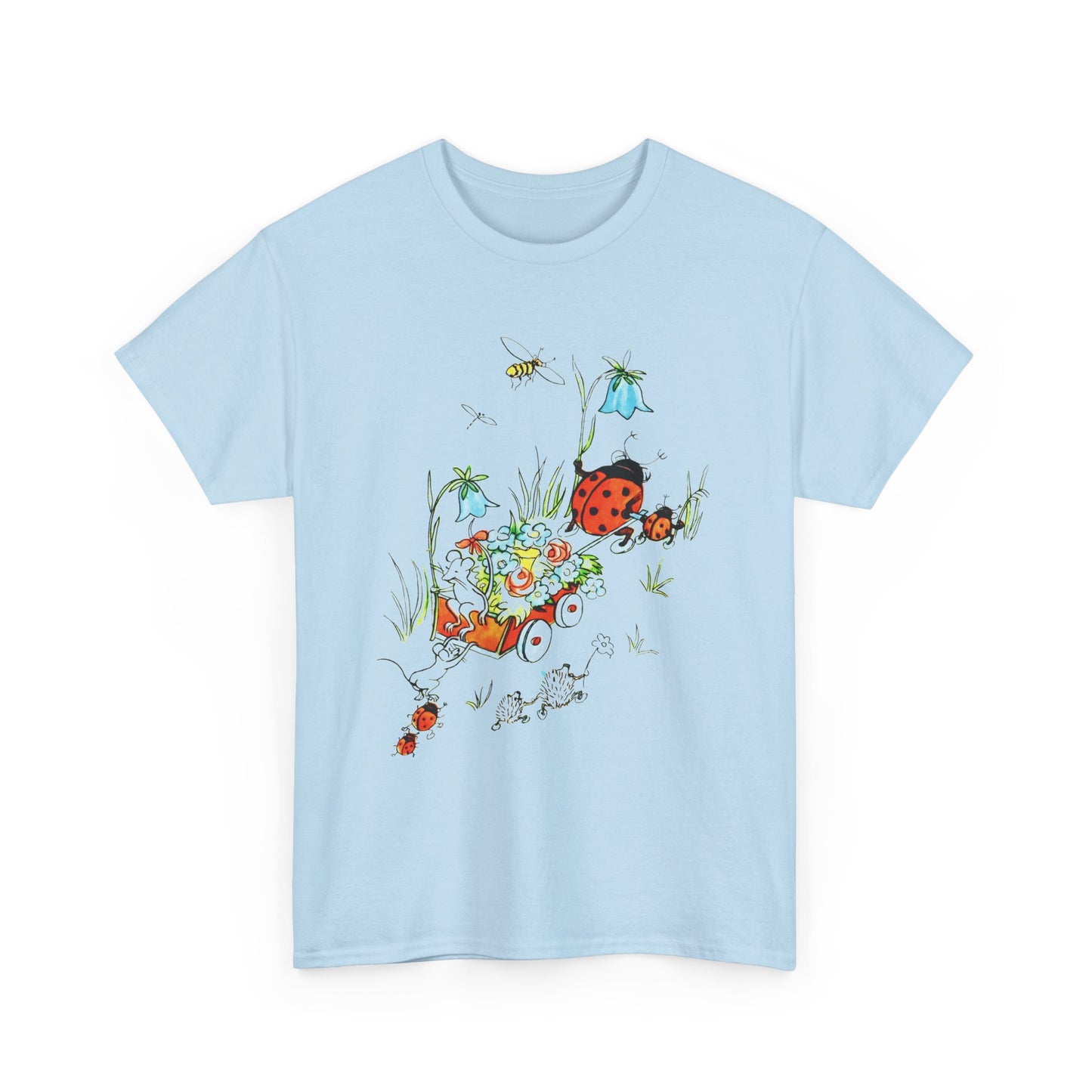 vintage postcard mouse and lady buggy reproduction tshirt