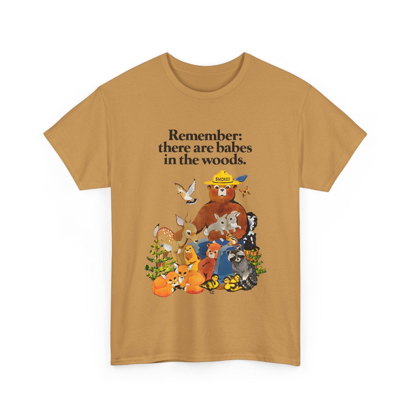 vintage smokey the bear babes in the woods reproduction tshirt