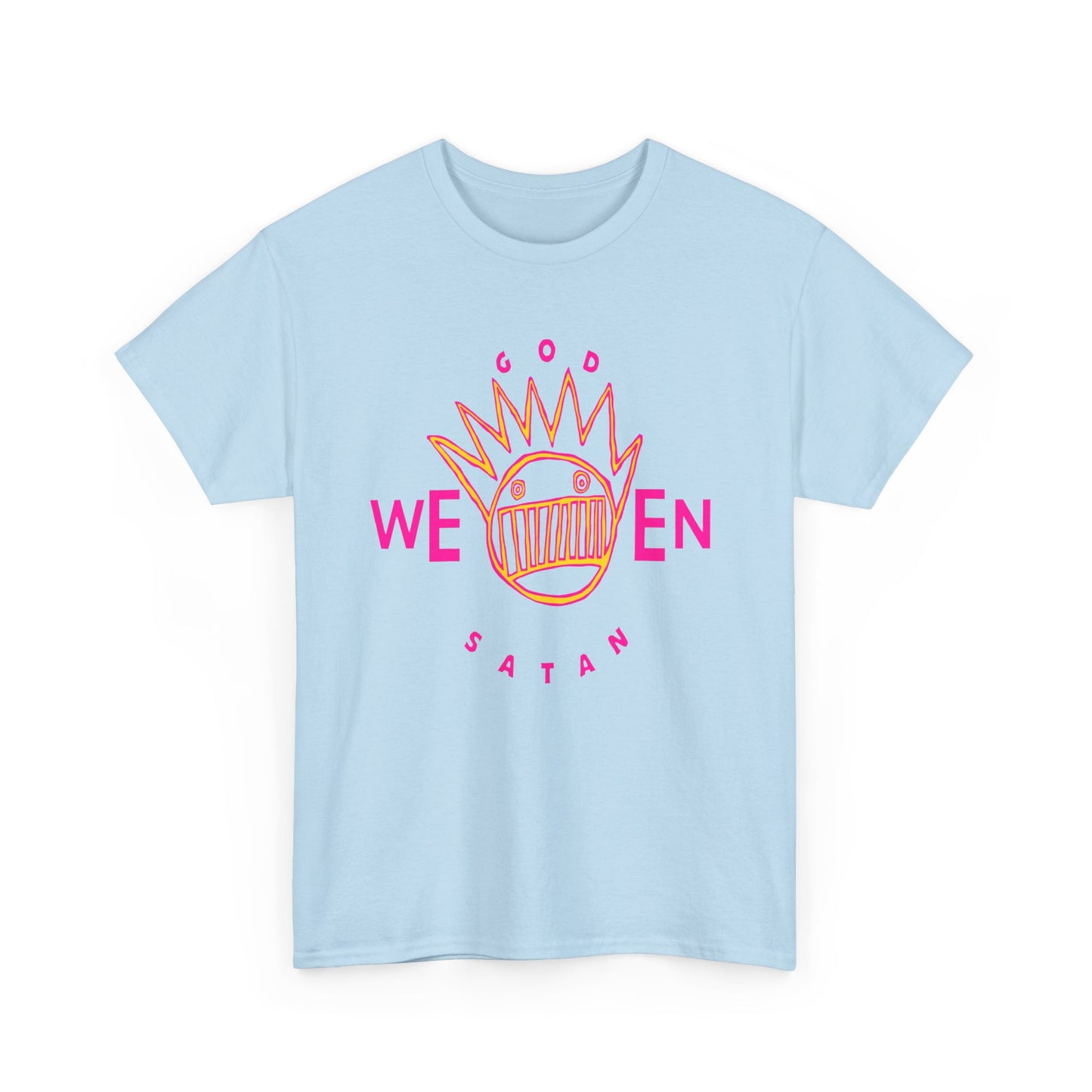 1990 god ween satan by ween album cover stretched neon colors tshirt
