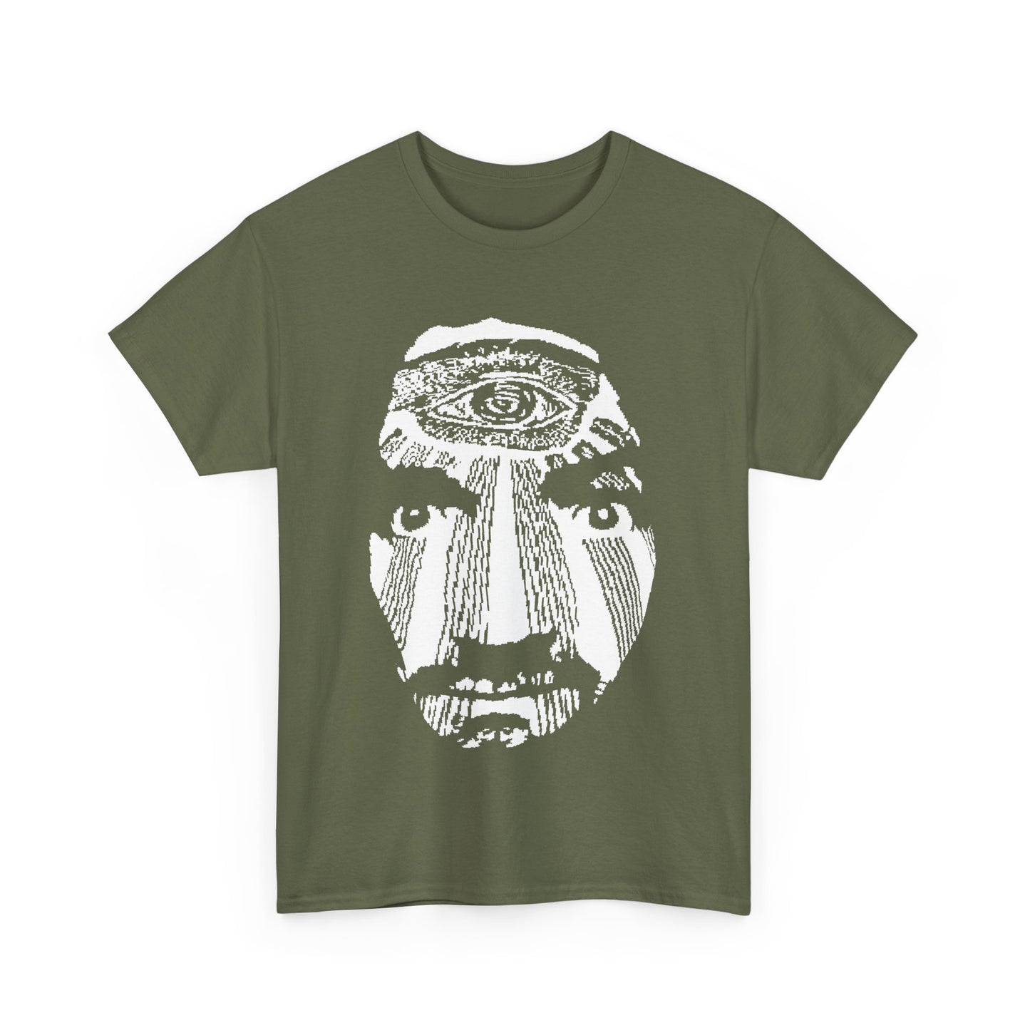 vintage charles manson knit pattern reproduction stretched warped graphic tshirt