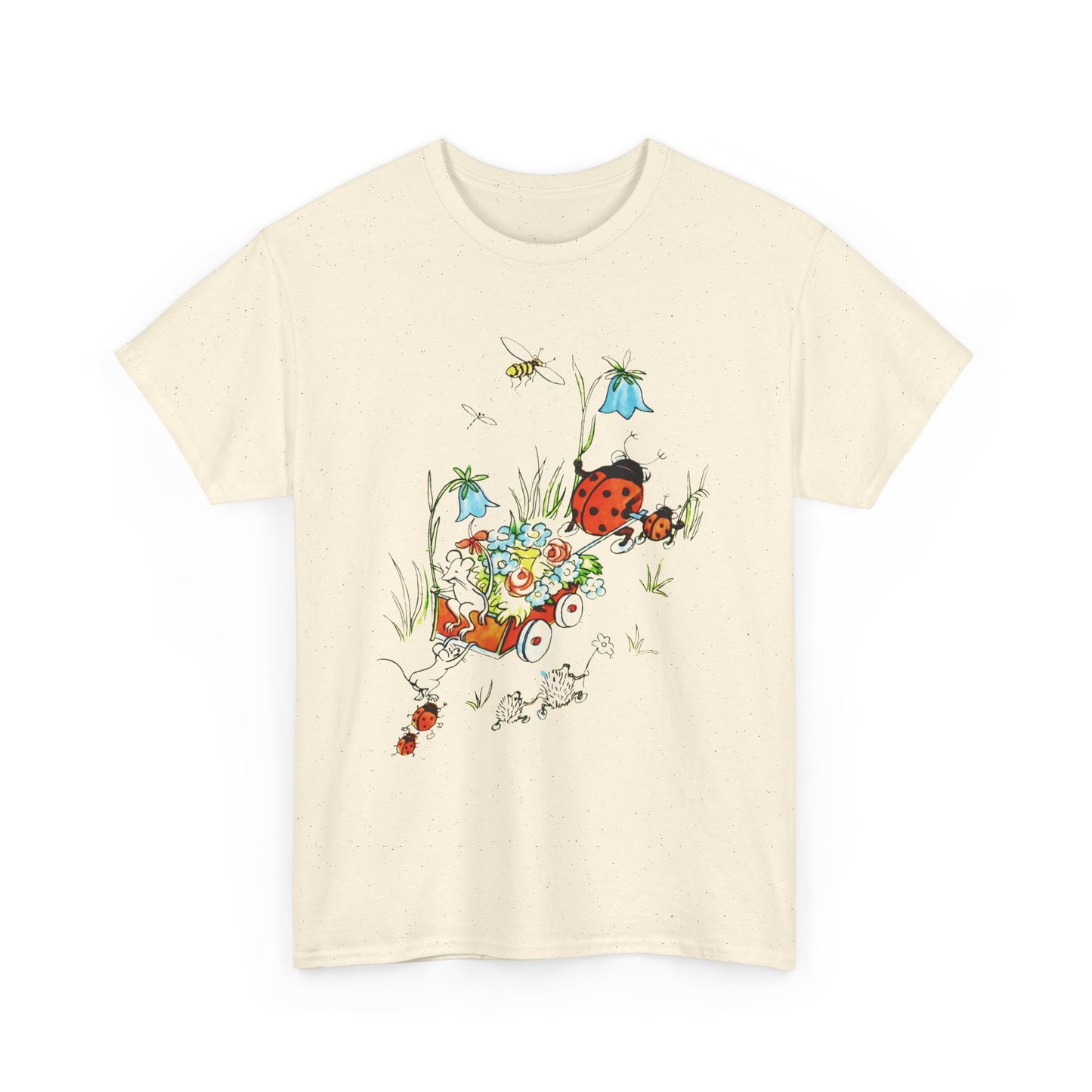 vintage postcard mouse and lady buggy reproduction tshirt