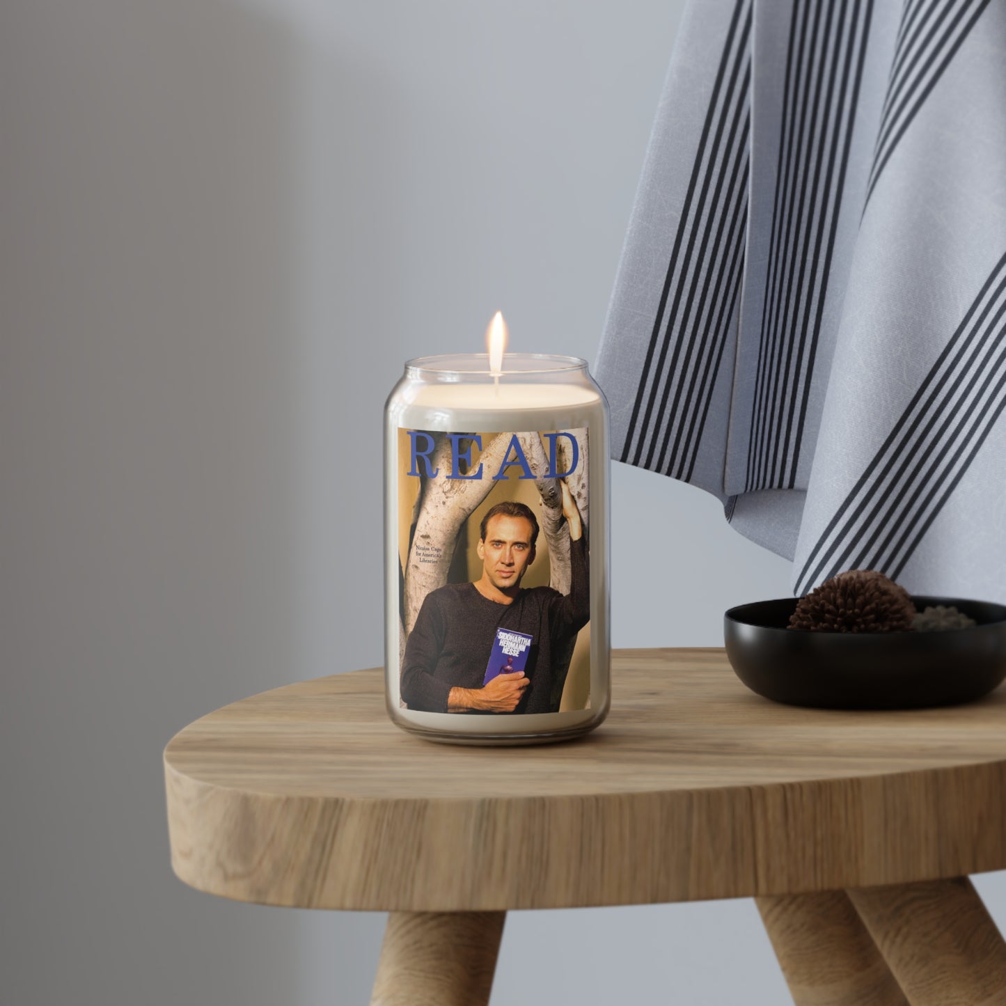 nicolas cage reading siddhartha by hermann hesse scented candle, 13.75oz