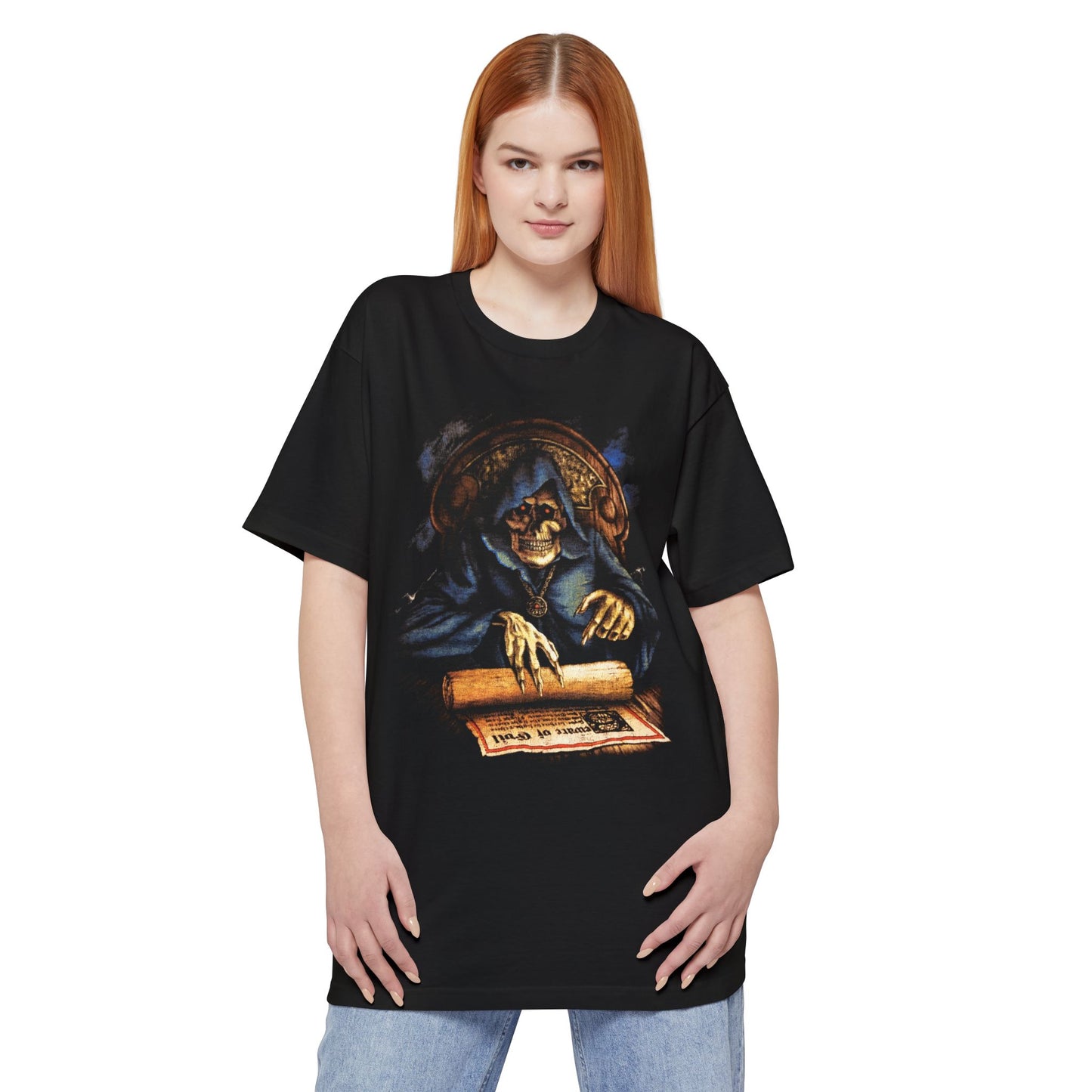 oversized vintage 1980s grim reaper reproduction unisex tall beefy tshirt