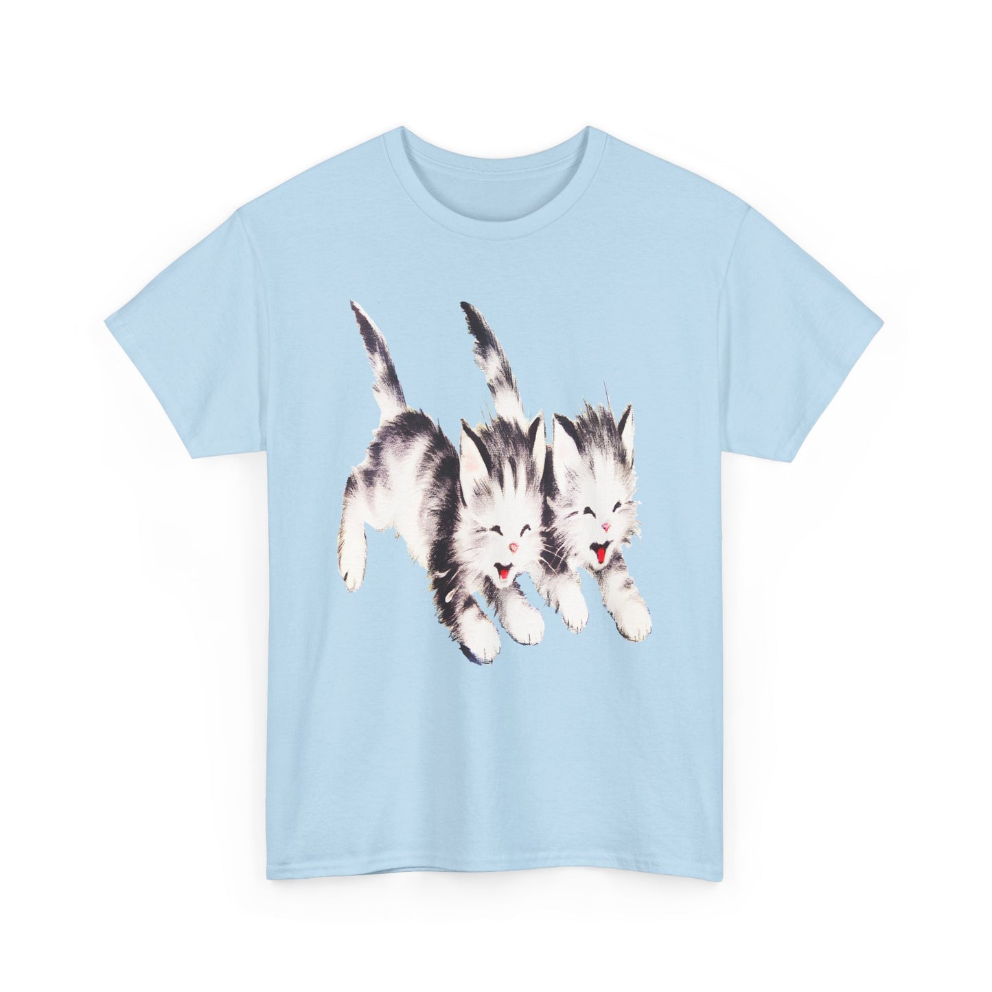 vintage kitten twins illustration stretched reproduction tshirt