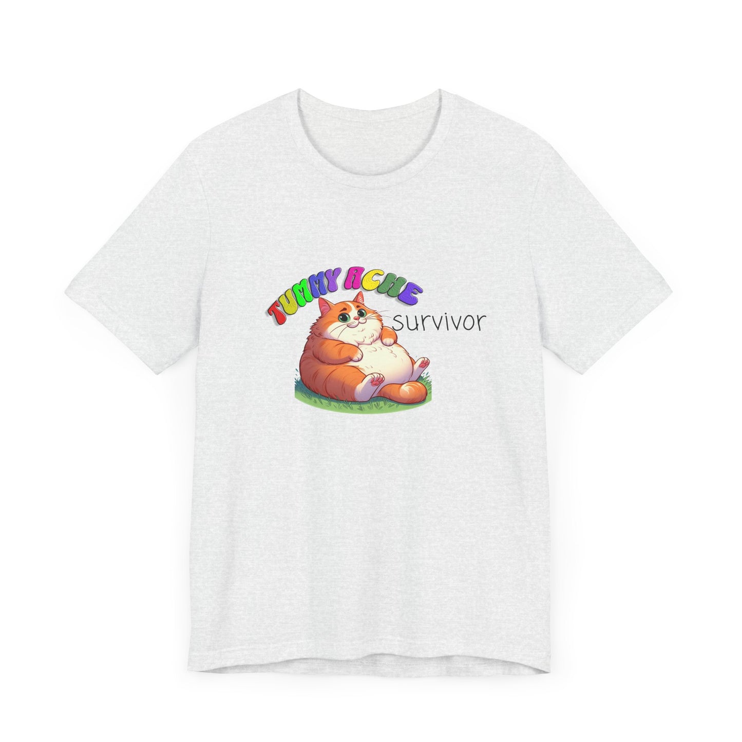 tummy ache survivor stuffed kitty silly tshirt