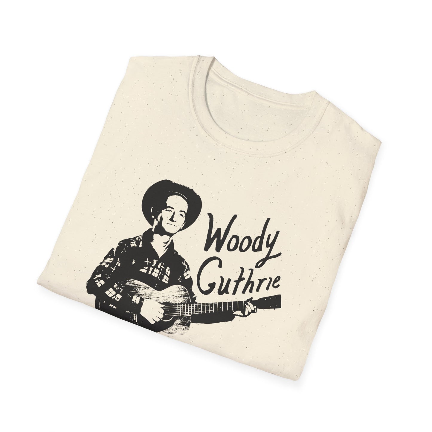 woody guthrie playing his guitar fan art tshirt