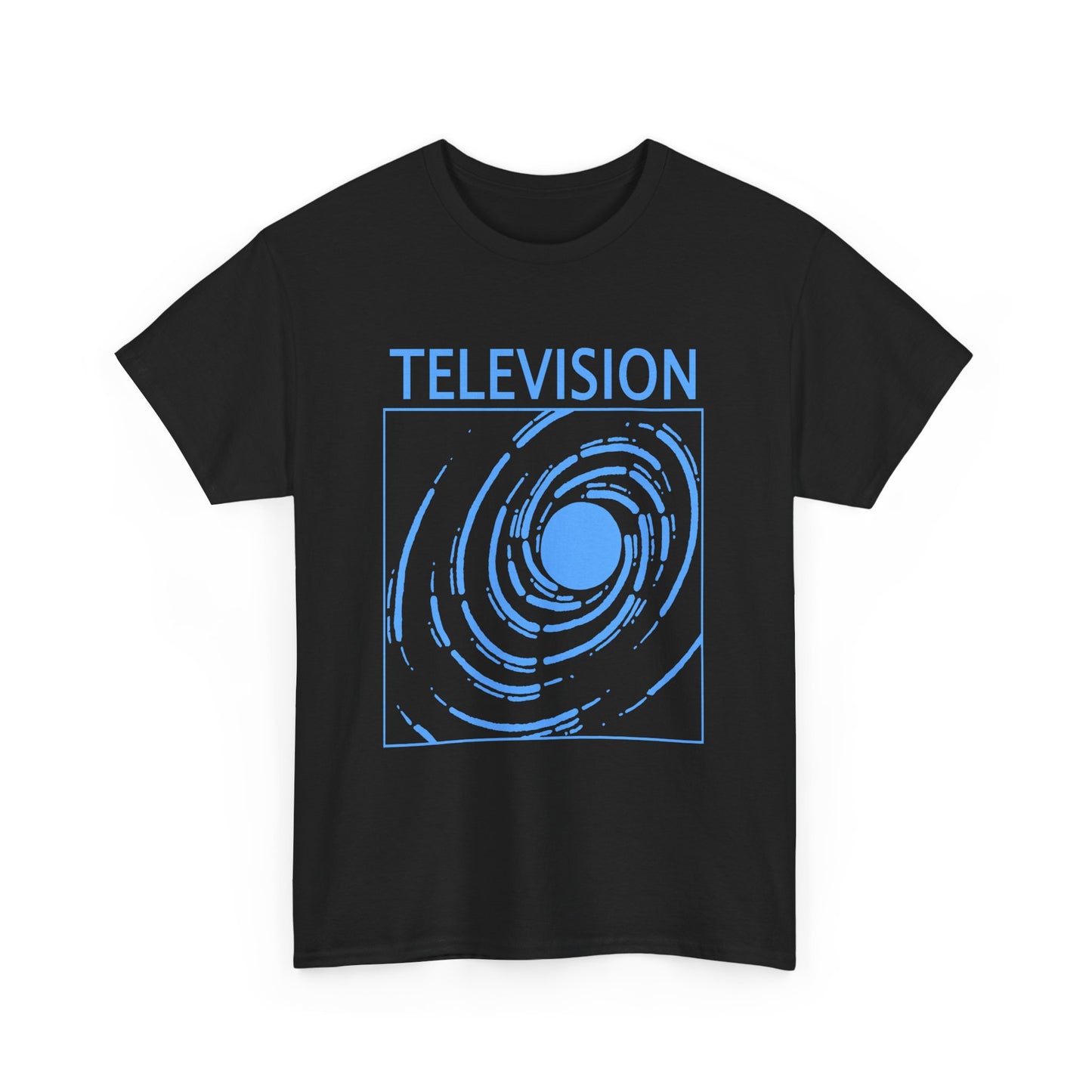 1977 marquee moon album by television stretched in blue on black tshirt