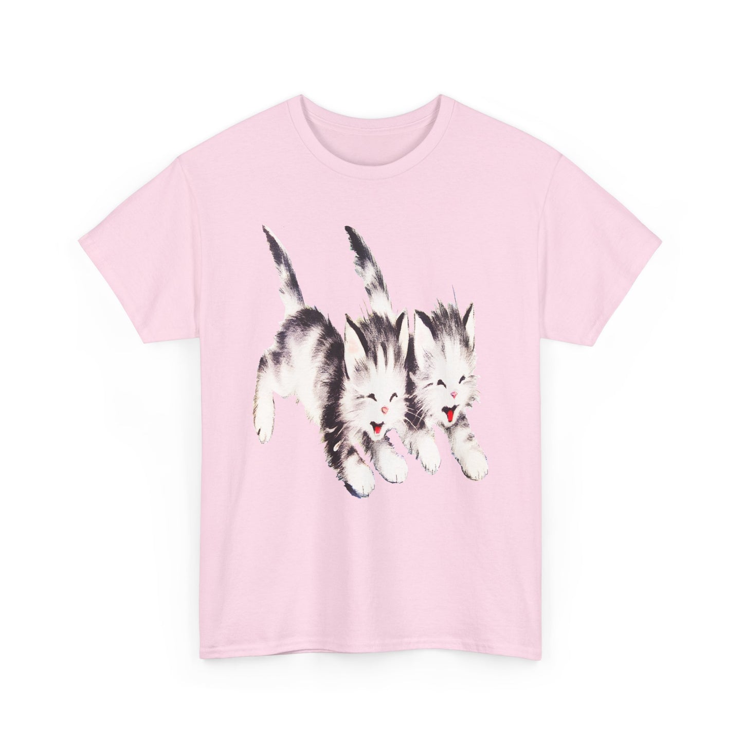 vintage kitten twins illustration stretched reproduction tshirt