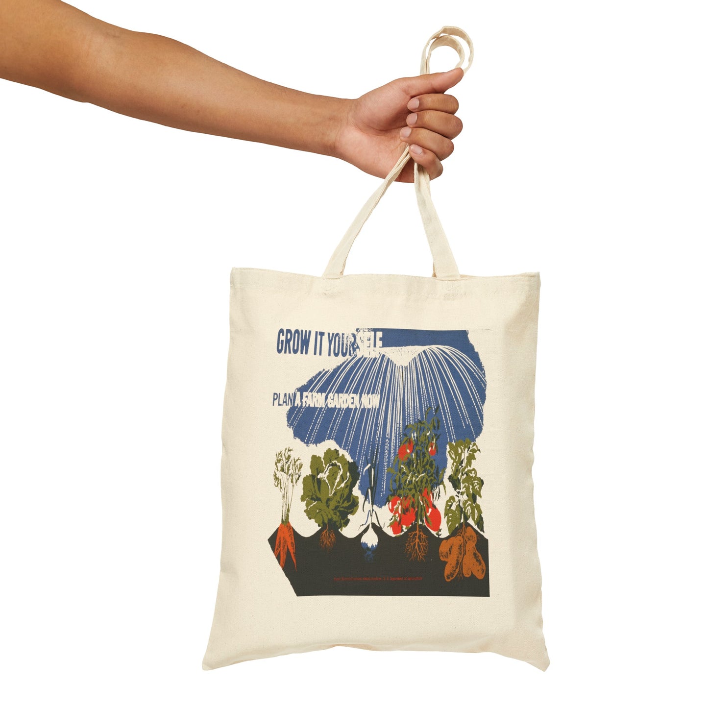1940s NYC WPA war services victory garden poster by herbert bayer "grow it yourself" reproduction on a cotton canvas tote bag whatmart