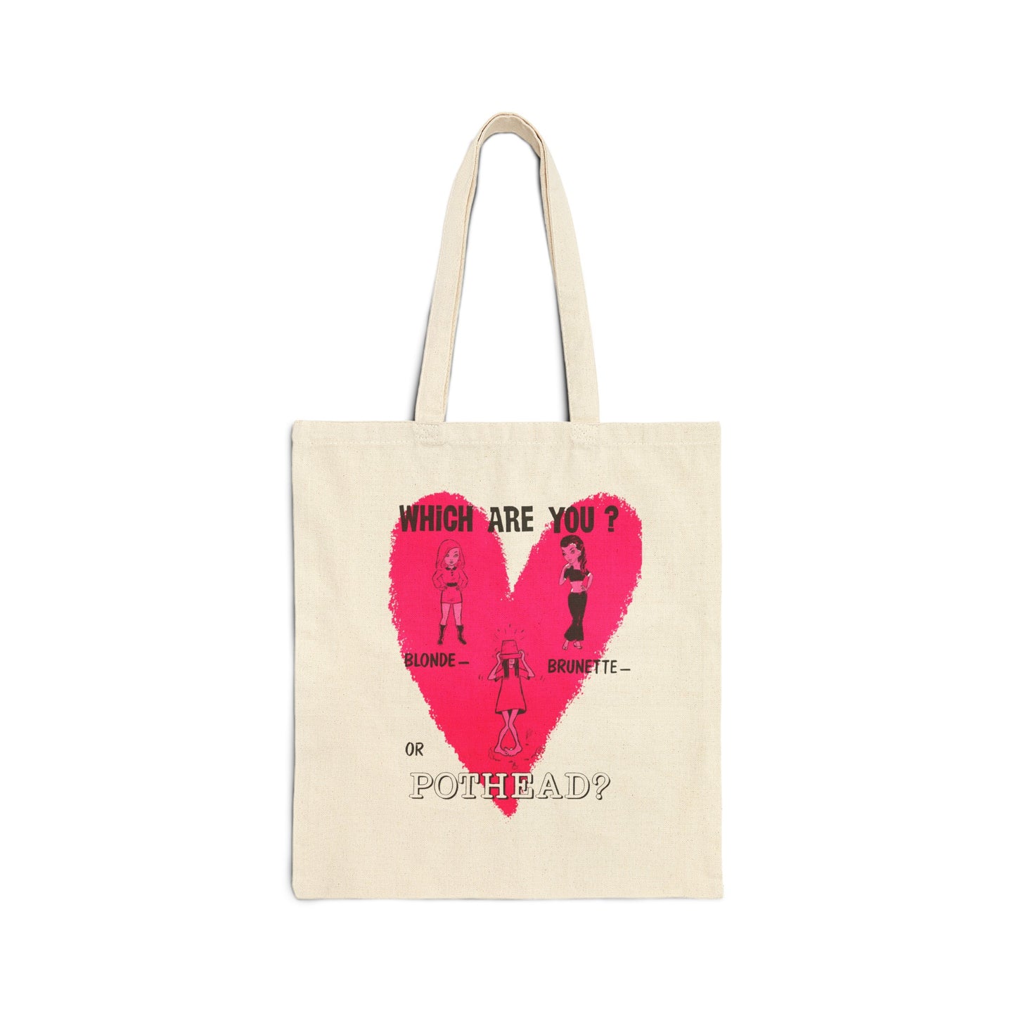 1960s/70s anti-drug poster tshirt "which are you? blonde, brunette, or pothead?" by smartset smarteen s.o.s cotton canvas tote bag whatmart