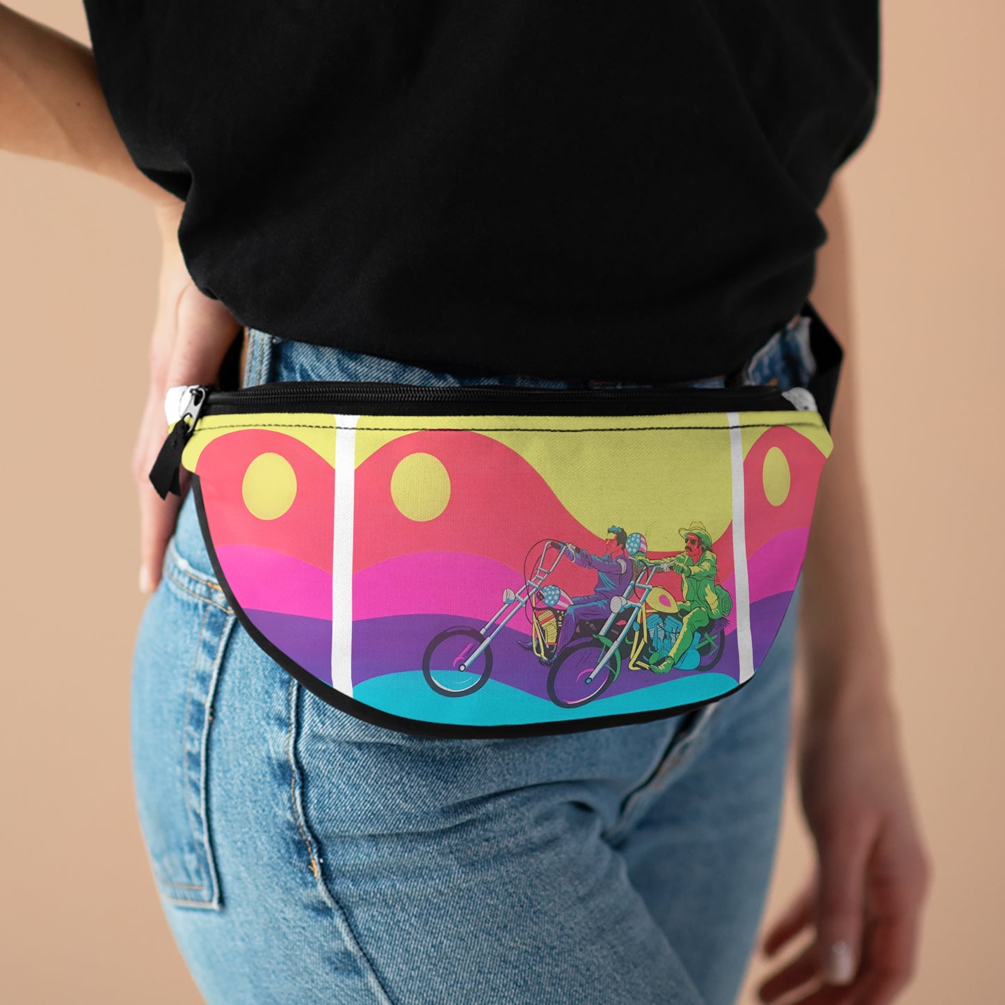 1960s blacklight poster image of captain america & billy on a fanny pack whatmart