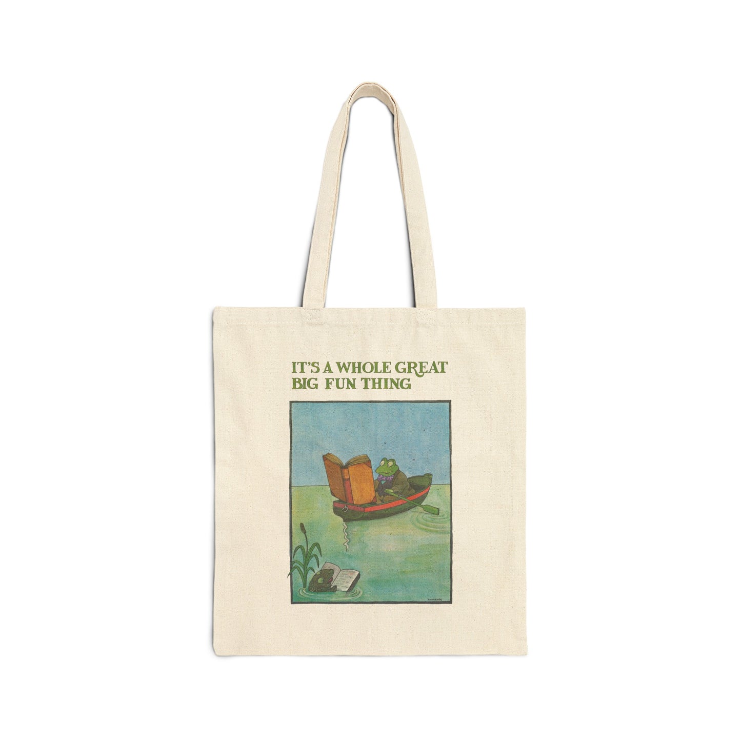 1972 reading poster illustration by tomi ungerer "it's a whole great big fun thing" cotton canvas tote bag whatmart
