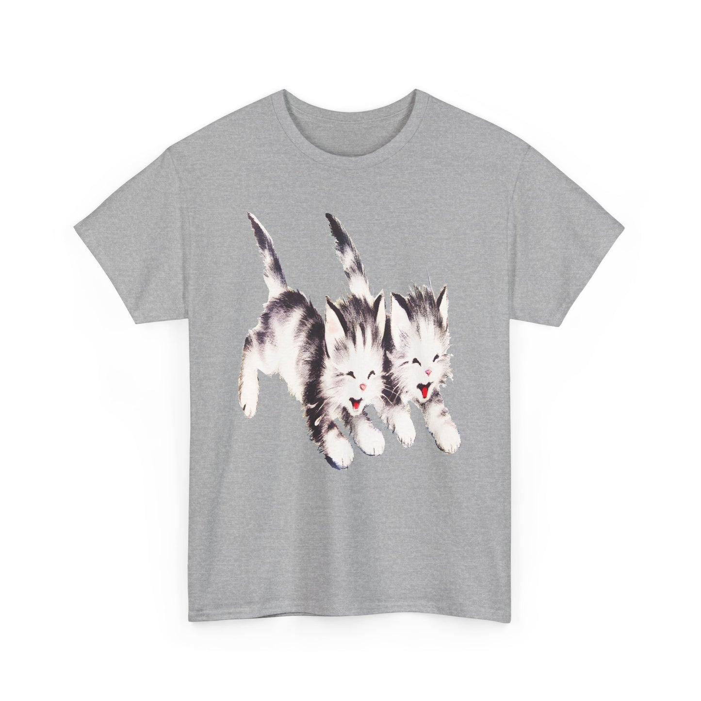 vintage kitten twins illustration stretched reproduction tshirt