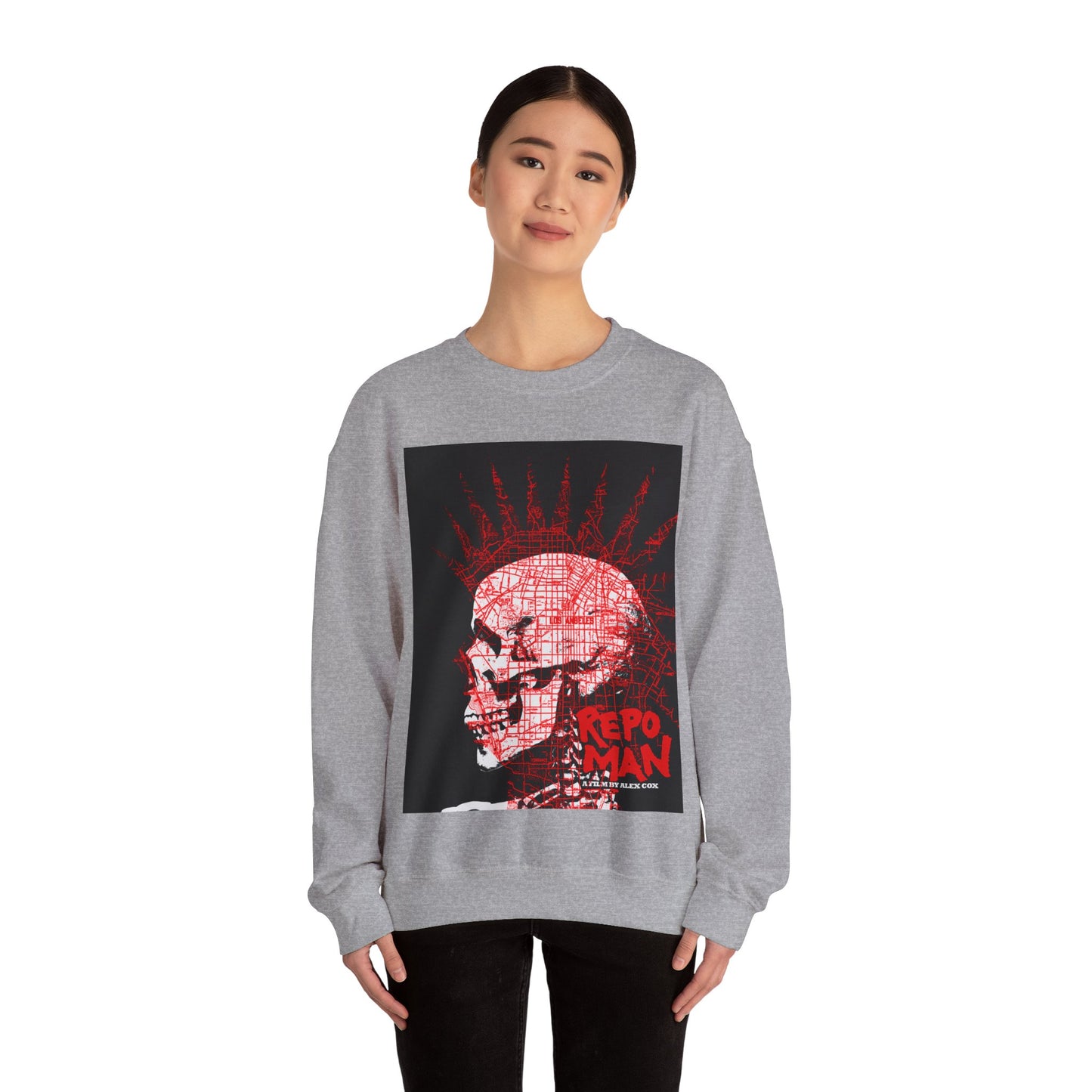 repo man skull punk red sweater