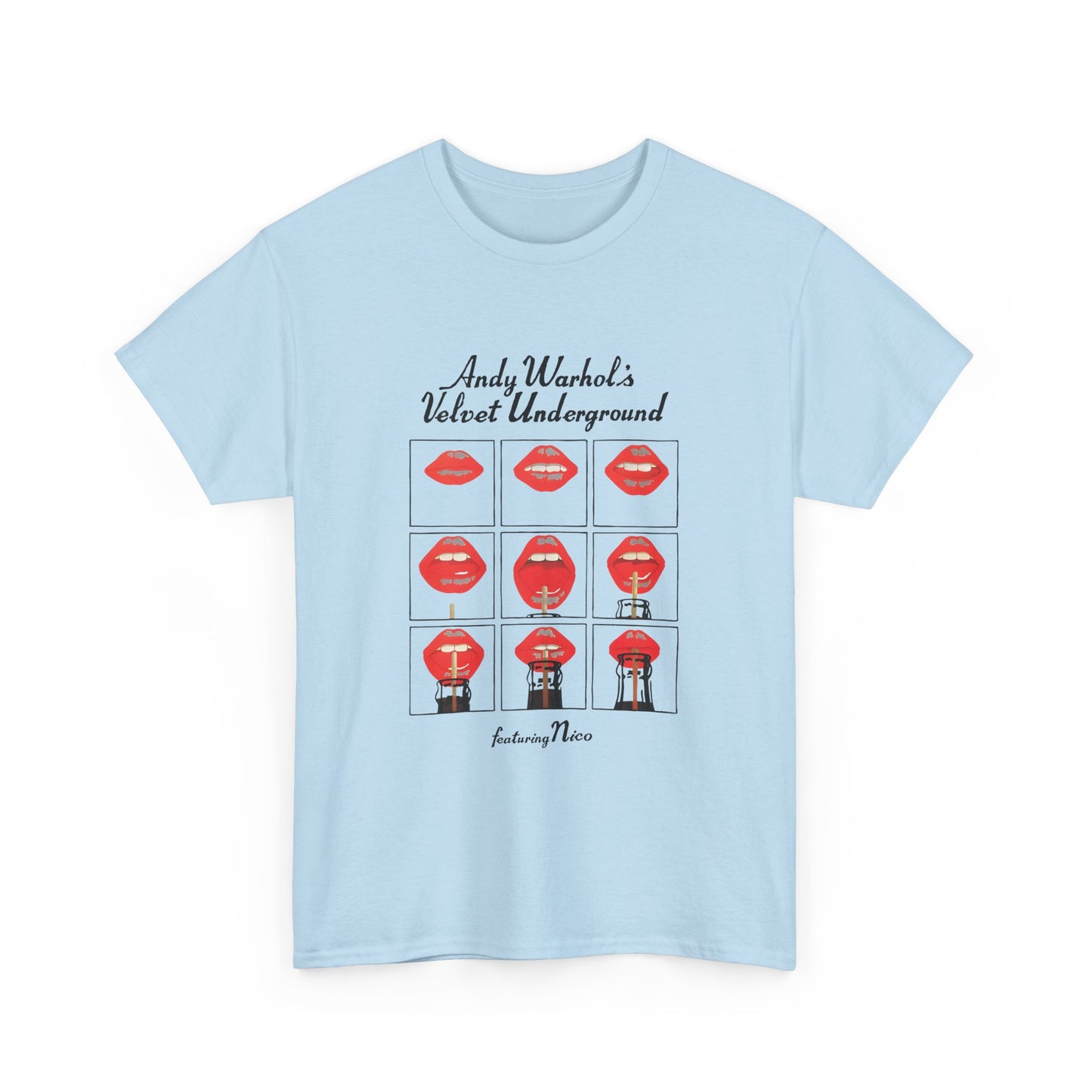 andy warhol's velvet underground featuring nico lips tshirt