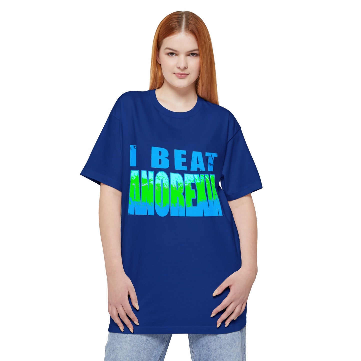 oversized i beat anorexia vintage style graphic unisex tall beefy tshirt