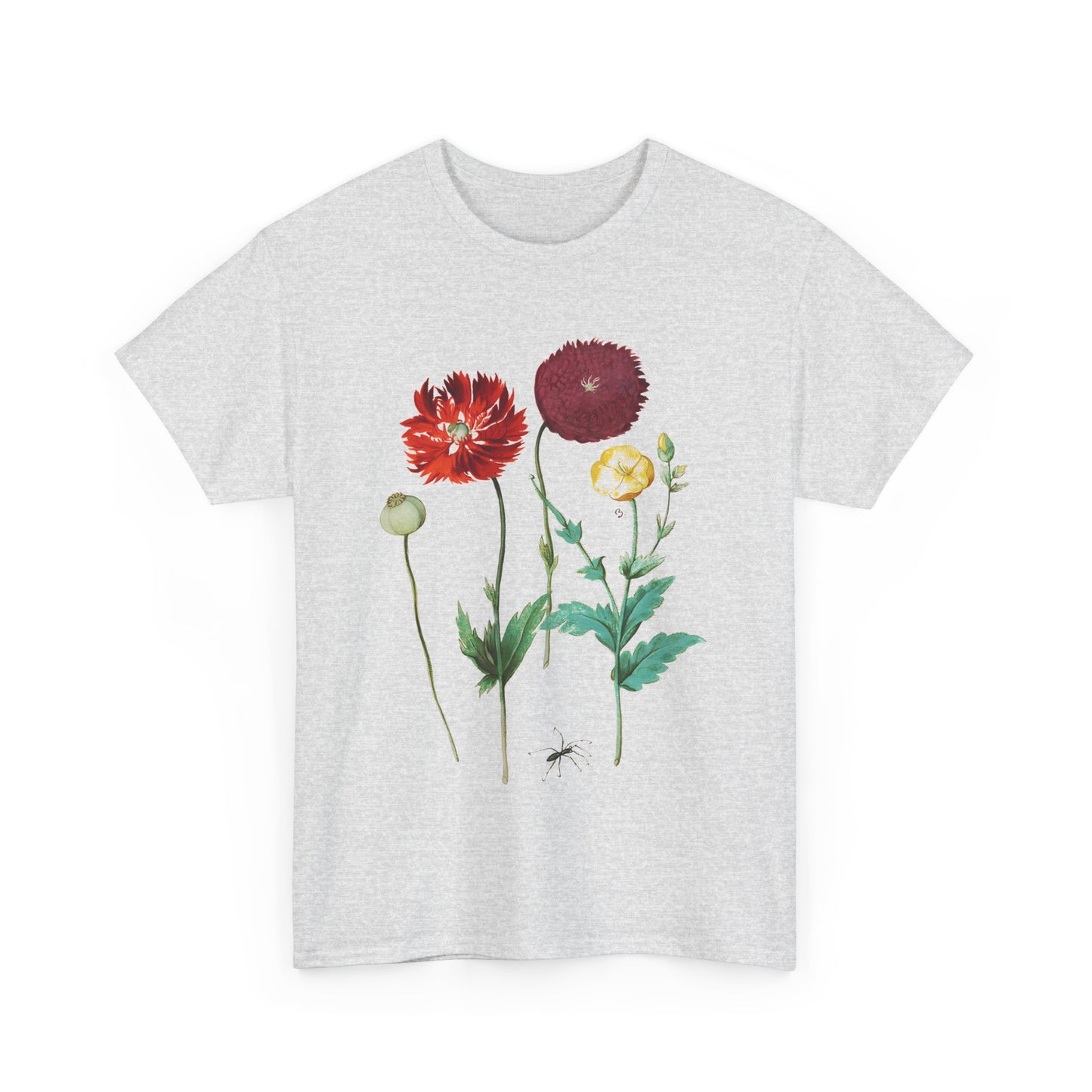 1613 vintage poppy lithograph reproduction tshirt