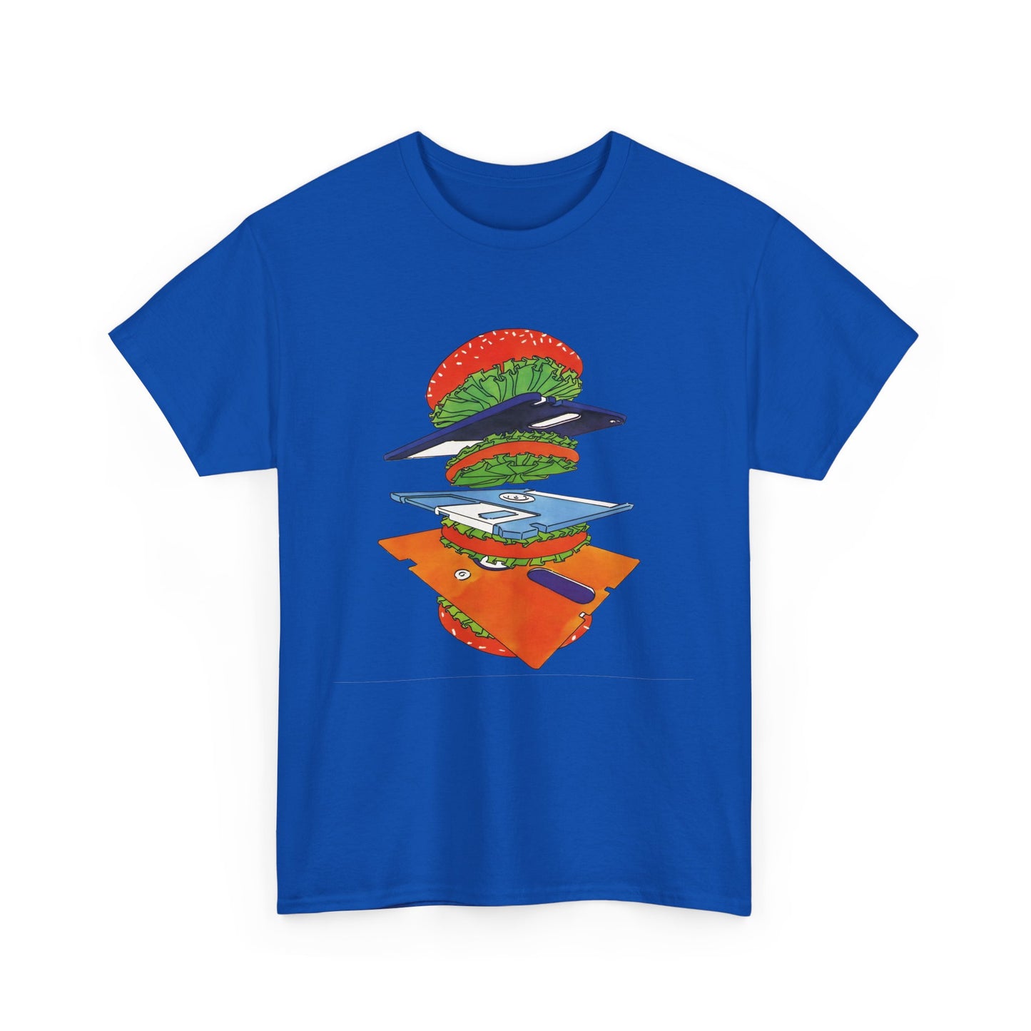 1989 uncredited art from micro mag floppy disc burger tshirt