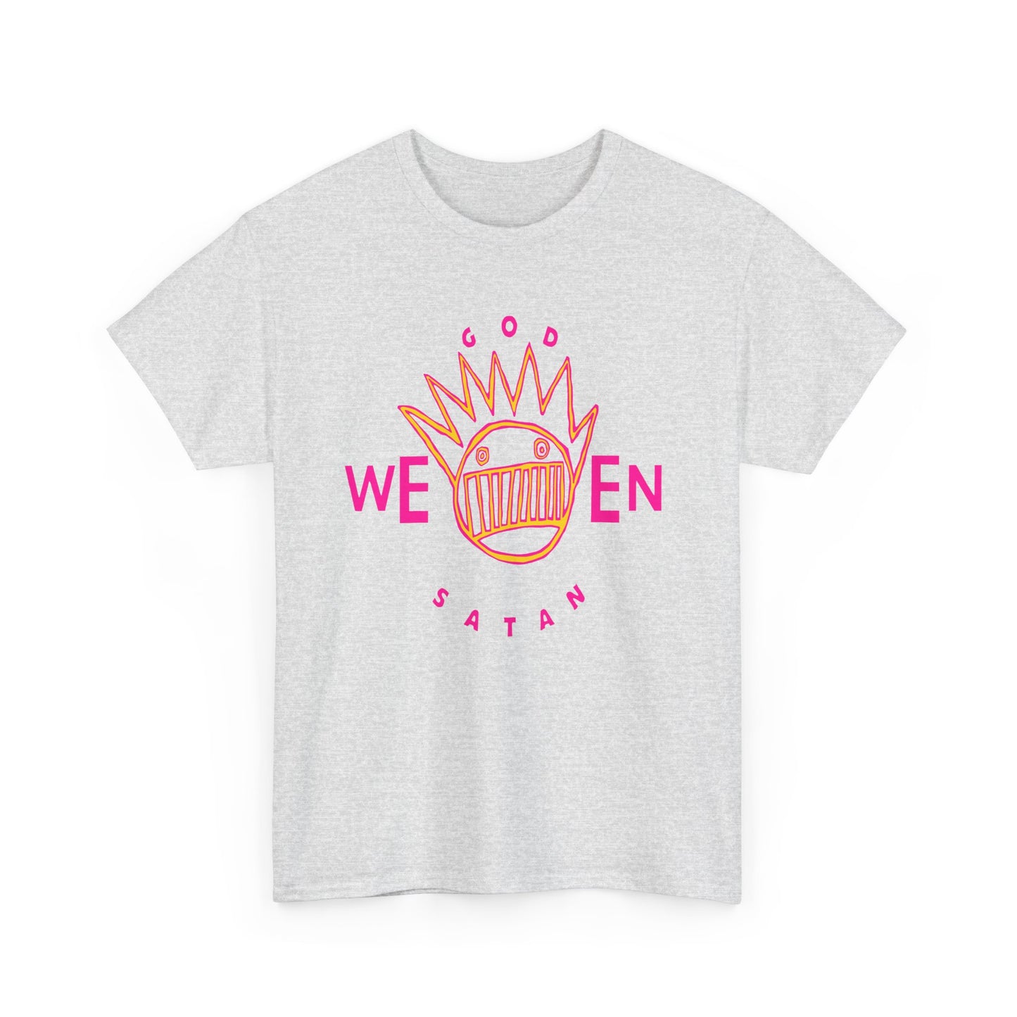 1990 god ween satan by ween album cover stretched neon colors tshirt