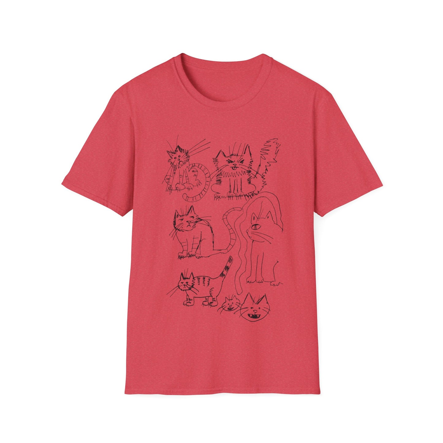 original drawing tshirt. seven cats.