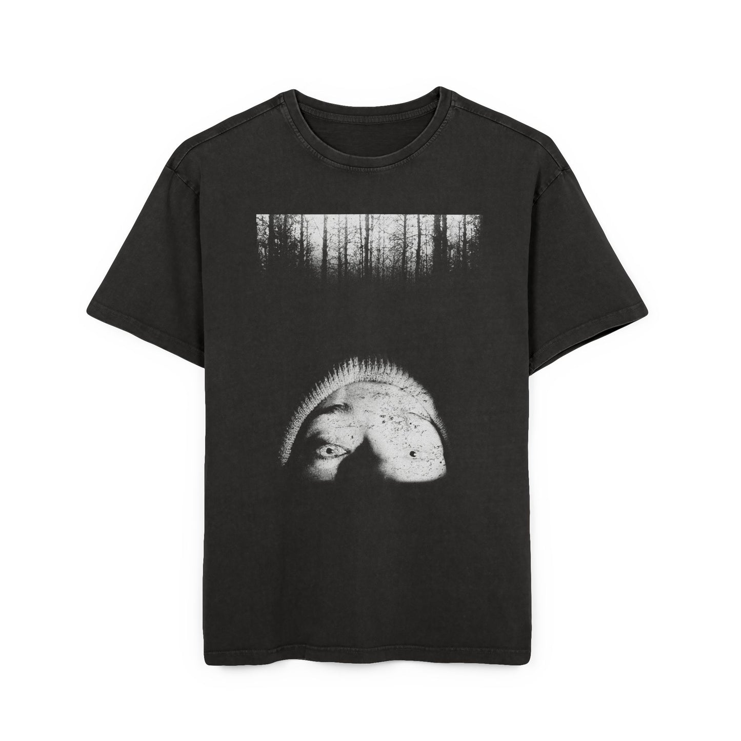 1999 the blair witch project movie poster no words custom distressed graphic edit acid washed oversized tshirt