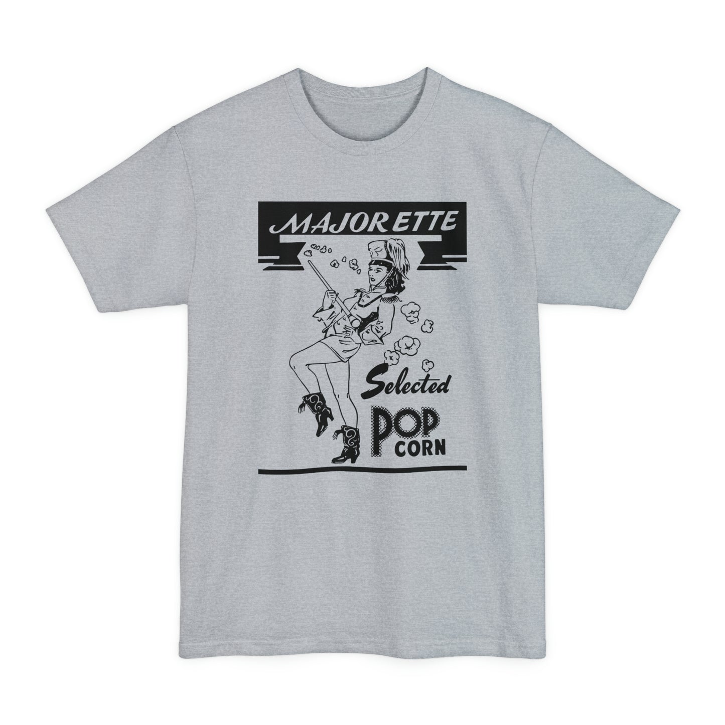 oversized majorette vintage popcorn bag logo in black unisex tall beefy tshirt