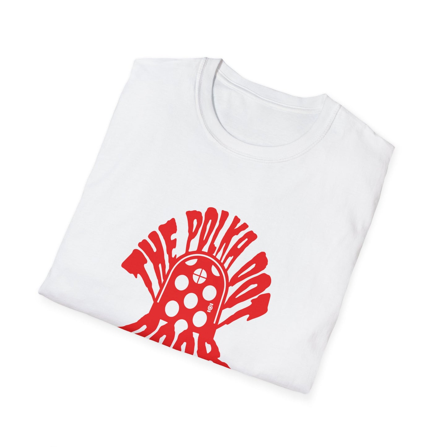 the polka dot door in red creepster font tshirt