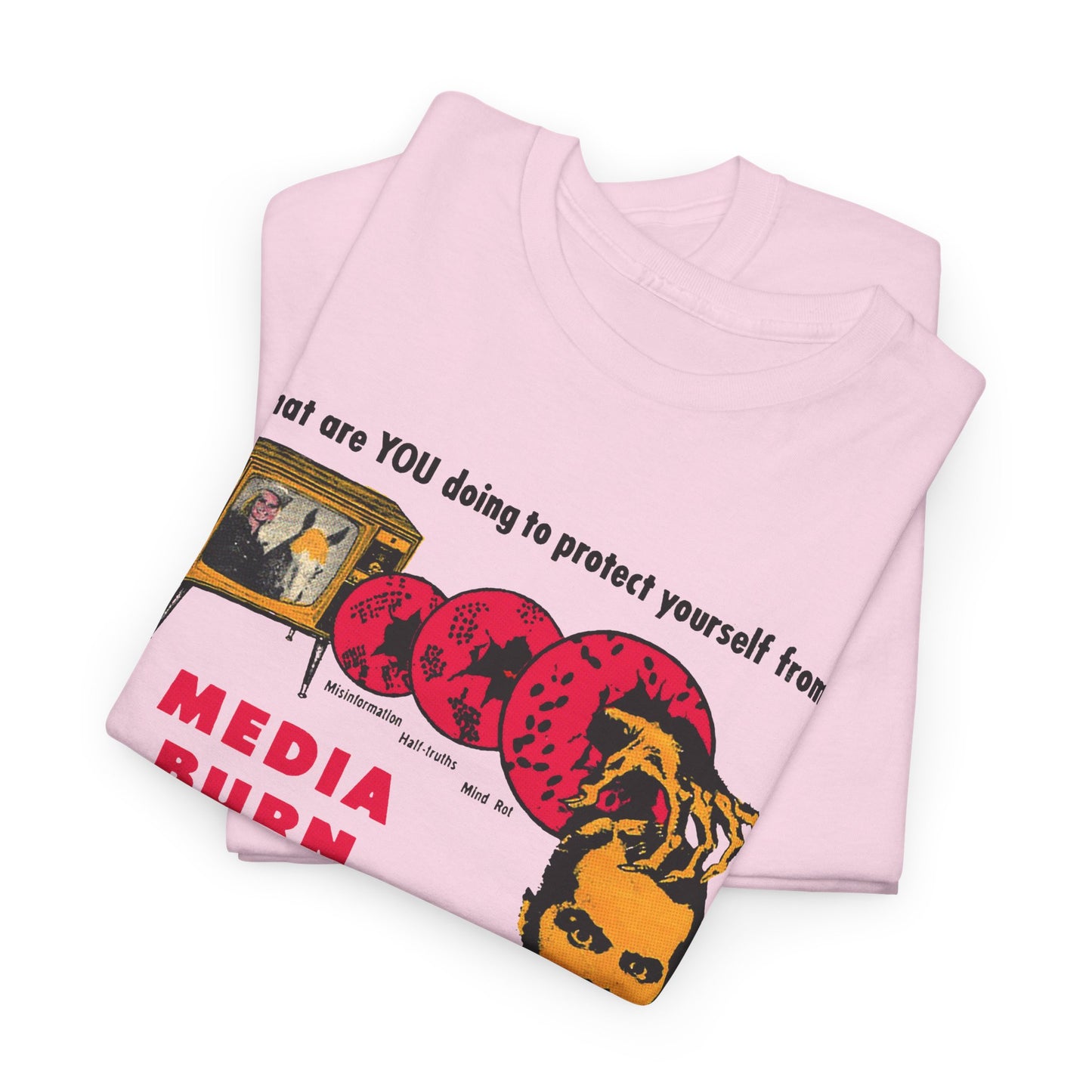 media burn the nation's leading mental crippler 1960s comix graphic tshirt
