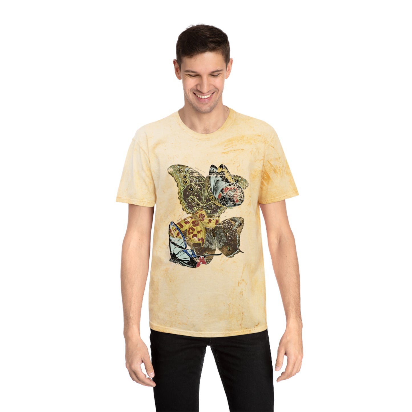 1925 papillons butterfly illustration by emile allain seguy faded graphic color blast tshirt