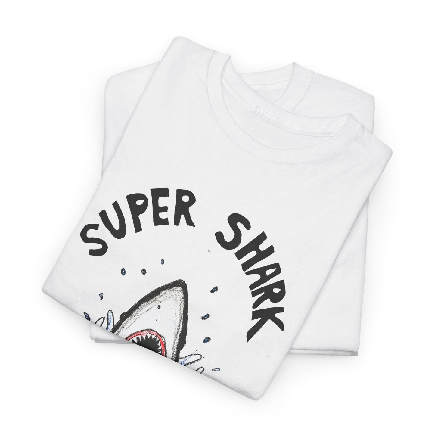 hand drawn concept of a department store advert for jaws tshirts super shark tshirt