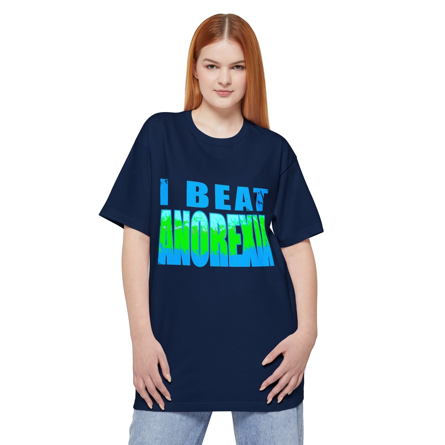 oversized i beat anorexia vintage style graphic unisex tall beefy tshirt